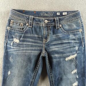 Miss Me Jeans Womens 29 Blue Signature Skinny VTG 77 Distressed Embroidered
